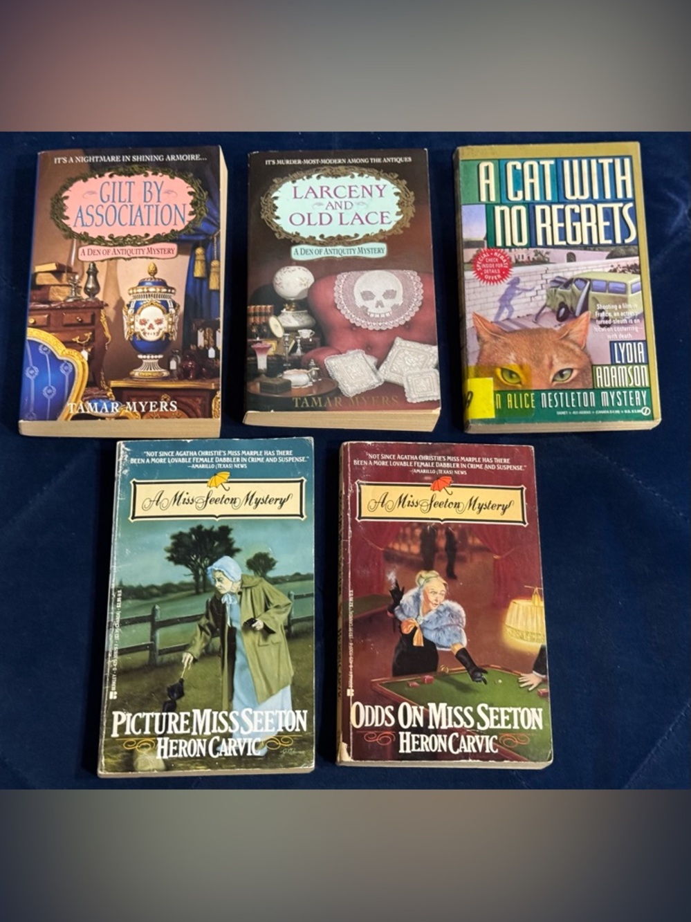 5 Vintage Mystery PB’s Miss Seeton Heron Carvic, Den of Antiquity Tamar Myers